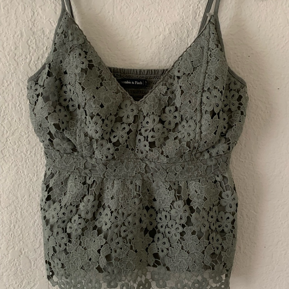 Abercrombie & Fitch Floral Lace Camisole in Gray